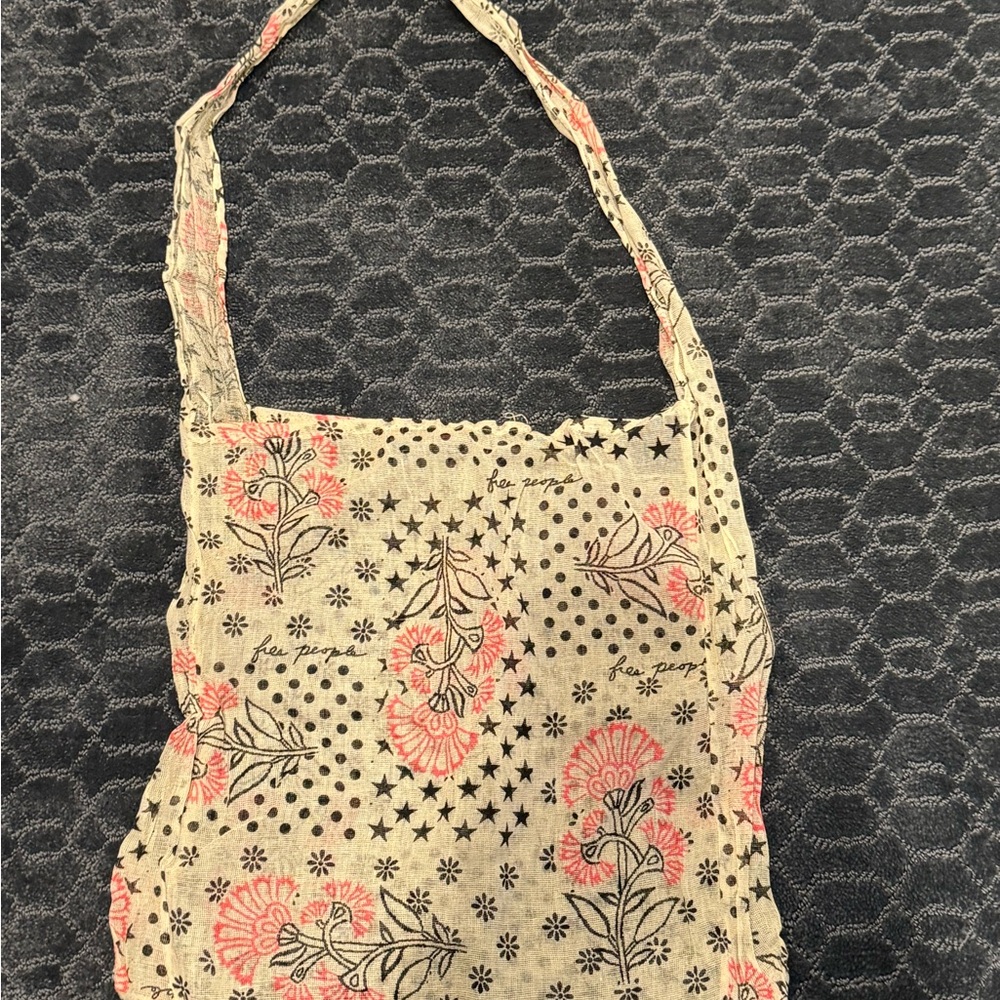 Free People Beige and Pink Floral Shoulder Bag